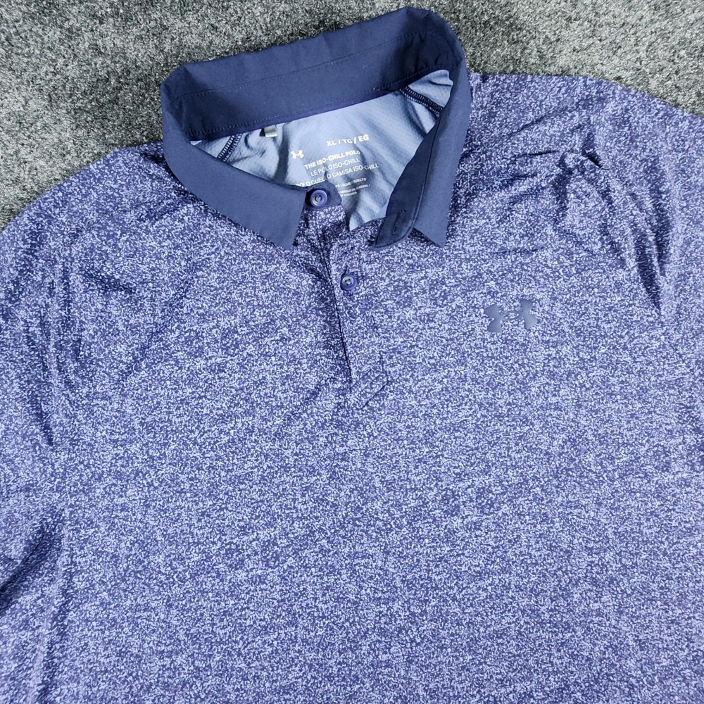 Under Armour The Iso-Chill Polo Mens XL Blue Purple Speckled Golf Shirt